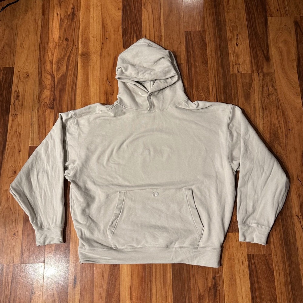 ASRV DSG-0648 workout gym hoodie Mens XL Cream Off White Snap Neck Sweatshirt